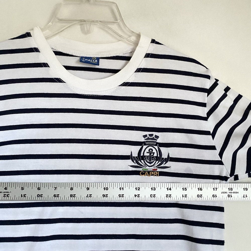 Italia Mania Top Women M Striped Crewneck Long Sleeve Capri Embroidered Nautical - Picture 3 of 6